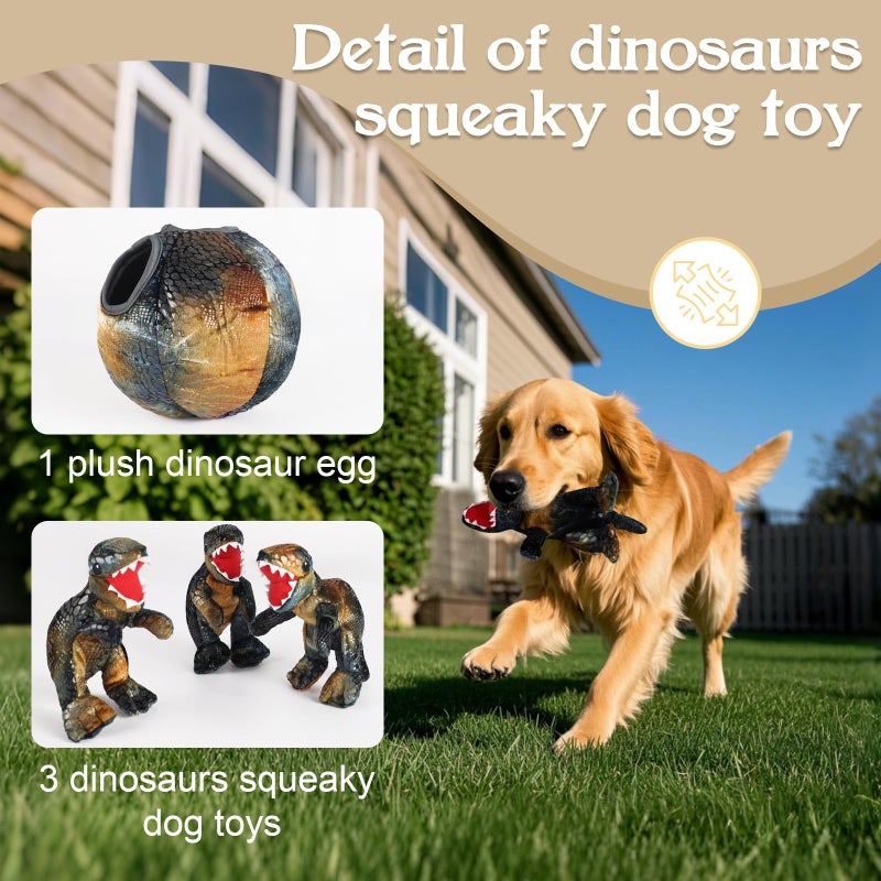 IFOYO Squeaky Dog Toys, Dinosaur Puppy Toys, Plush Interactive Dog Toys for Small Medium Dogs, Enrichment Hide and Seek Dog Toy - Image 3